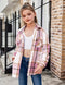Arshiner Girls Flannel Plaid Jackets Button Down Long Sleeve Shirts - PINK - Brand New