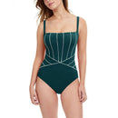 PROFILE BY GOTTEX WOMENS LINE UP D-CUP SQUARE NECK ONE PIECE SIZE 6D - GREEN - Brand New