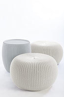 Keter Urban Knit Pouf Ottoman Set of 2, Storage Table, Casual, Grey-White - Like New