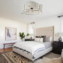 FARMHOUSE 18 IN. FARMHOUSE FLUSH MOUNT CEILING FAN W/ LIGHT AND REMOTE - WHITE - Like New