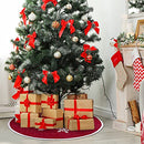 MACTING Christmas Burlap Tree Skirt 30 Inch Red/White Snowflake Printed - Brand New