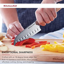 KITCHENAID PREMIUM 5-INCH FORGED SANTOKU KNIFE AUS-10 DAMASCUS STEEL - NATURAL - Like New