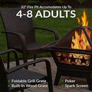 SUNNYDAZE DÉCOR NOR GALAXY SQUARE FIRE PIT WITH COOKING GRATE 32" - GOLD/BLACK - Like New