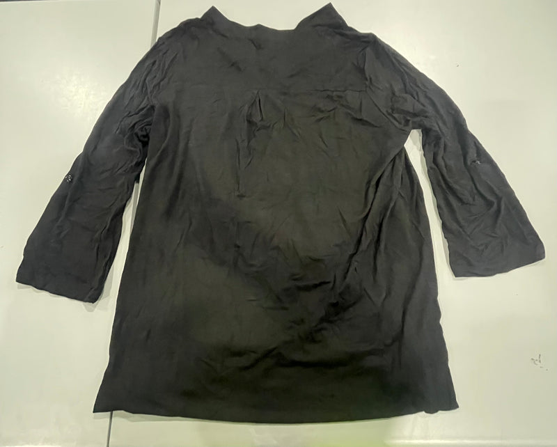 ZATTCAS WOMEN'S NOTCH NECK TUNIC TOP - SIZE: WOMEN XL - BLACK - Like New
