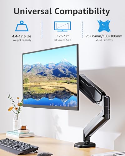 MOUNTUP Single Monitor Desk Mount, Adjustable Gas Spring Monitor Arm Support - Like New
