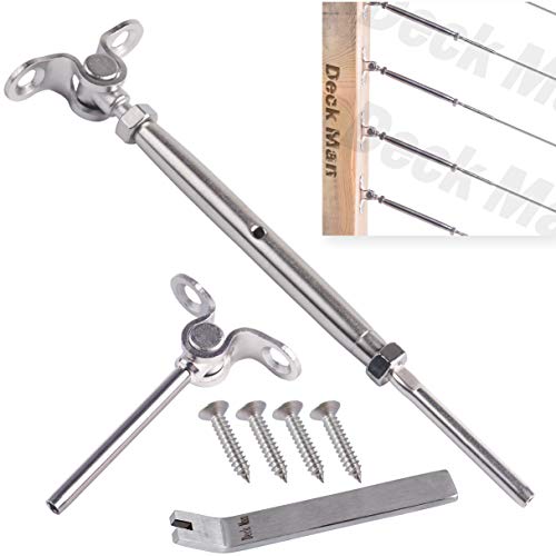 DECK MAN T316-Stainless Steel Adjustable Angle 1/8" Cable Railing Kit/Hardware - Like New