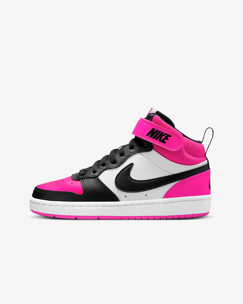 NIKE COURT BOROUGH MID - SIZE: YOUTH 7Y - WHITE/FIERCE PINK/BLACK - Like New