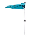 FLAME&SHADE 9FT HALF ROUND SOLAR POWEREDOUTDOOR MARKET UMBRELLA - AQUA BLUE - Like New
