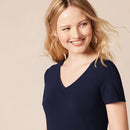 AMAZON ESSENTIALS WOMEN'S REGULAR-FIT V-NECK T-SHIRT XXL - NAVY/WHITE - Brand New