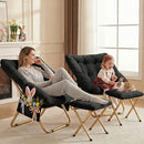 KASUNPUL COMFY SAUCER CHAIR FOLDABLE LIVING ROOM CHAIRS SOFT FAUX FUR - BLACK - Like New