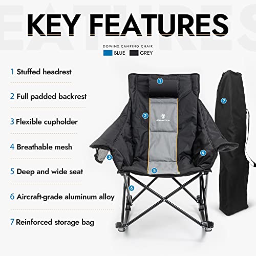 Dowinx Oversized Rocking Camping Chair, Fully Padded Patio Chair - Like New