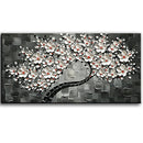 Tyed Art-24x48inch Flowers Contemporary Art Oil Painting Abstract White Flowers - Brand New
