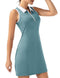 FKEEP Women's Golf Tennis Dress Sport Activewear Zipper V-Neck, Lake Blue, XS - Brand New
