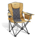 ARROWHEAD OUTDOOR Portable Folding Camping Quad Chair w/ 6-Can Cooler - Tan - Like New