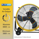 HiCFM 8800 CFM 24" DC Motor Drum Fan 180° Pivoting Head - Yellow - Brand New