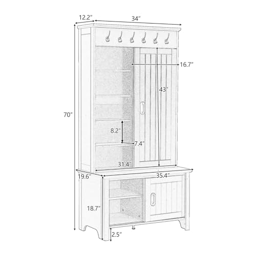 SPOFLYINN MODERN HALL TREE WITH SLIDING DOORS STORAGE CABINET - Scratch & Dent