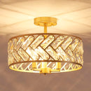 AGV LIGHTING CRYSTAL CEILING LIGHT, MODERN DESIGN, 3-LIGHTS, D15” X H11“ - GOLD - Like New