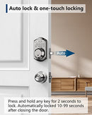 TEEHO TE001 KEYLESS ENTRY DOOR LOCK WITH KEYPAD, SATIN NICKEL - Like New