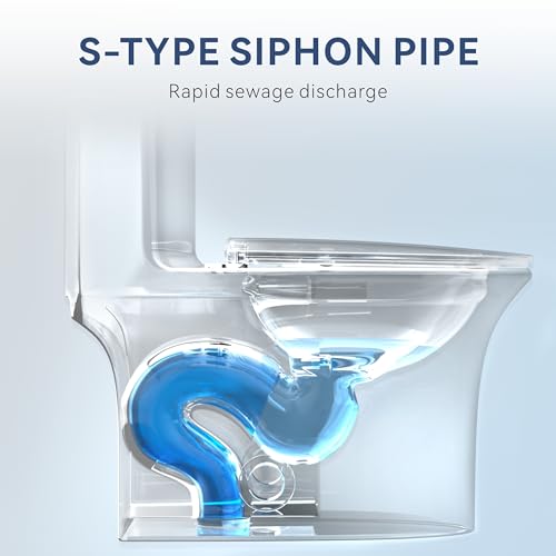 JINGZE DUAL FLUSH ELONGATED STANDARD ONE PIECE TOILET BATHROOM - WHITE - Like New