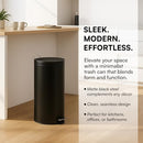 HONEY-CAN-DO TRS-02111 ROUND STAINLESS STEEL STEP TRASH CAN WITH LINER - BLACK - Brand New