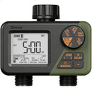 DIIVOO SPRINKLER TIMER 2 ZONE PROGRAMMABLE WATER HOSE TIMER 2 OUTLET - GREEN - Like New