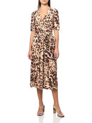 HALSTON WOMEN'S SLEEVELESS V-NECK PRINTED JERSEY - SIZE: 10 - NEUTRAL LEOPARD - Brand New