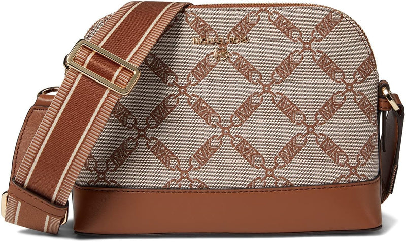 MICHAEL KORS JET SET CHARM LARGE DOME CROSSBODY WITH WEB STRAP - NATURAL/LUGGAGE - Like New