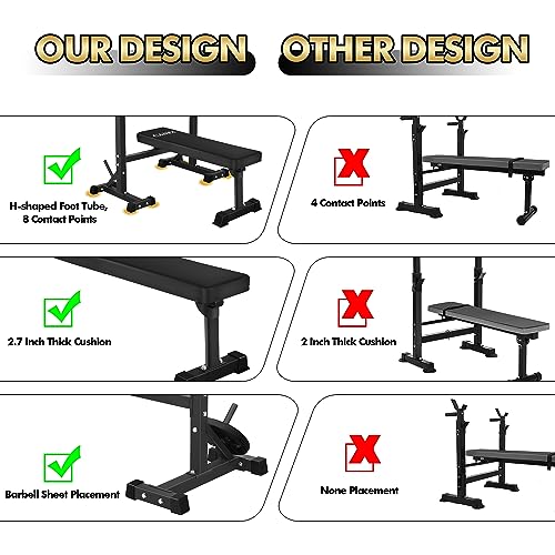 CANPA Olympic Weight Bench Squat Rack Workout Bench Adjustable Barbell - Black - Like New