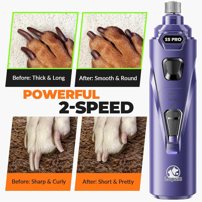 LOPSIC S5 PRO DOG NAIL GRINDER TRIMMER, NAIL CARE, 2 LED LIGHTS, 2-SPEED, BLUE Like New