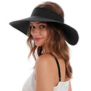 Simplicity Women's Summer Foldable Wide Brim Beach Hats Straw Sun Visor Hats - Like New