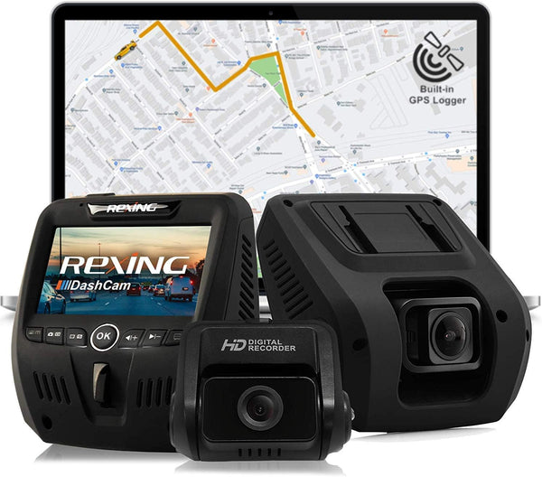 Rexing V1LG Dual Channel Car Dash Cam FHD 1080p - Black Like New