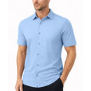 JAMES TAILOR MEN'S SHORT SLEEVE KNIT BUTTON DOWN SHIRT - SIZE: 3XL - LIGHT BLUE - Like New