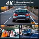 YEECORE Real 4K 3 Channel Dash Cam Front Rear Inside IR Night Vision D53 - Black - Like New