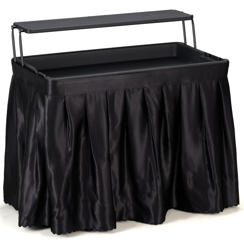 Dragosum Outdoor Cooler Ice Table with Drain and Shelf Matching Skirt - Black - Like New