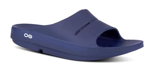 OOFOS OOahh Slide Lightweight Recovery Footwear Reduces Stress MEN 10 NAVY BLUE - Like New