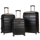 ROCKLAND MELBOURNE 3PC EXPANDABLE ABS HARDSIDE CARRY ON SPINNER LUGGAGE - BLACK - Brand New