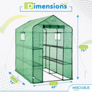 MACHRUS OGROW 2 TIERS 8 SHELVES MINI WALK IN PORTABLE OUTDOOR GREENHOUSE - GREEN - Like New