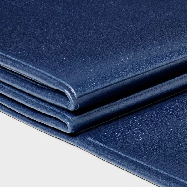 ALL IN MOTION FOLDING TRAVEL YOGA MAT NAVY 3MM BLUE - SOLID PATTERN - BLUE - Brand New