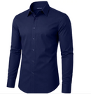 JAMES TAILORMEN' SLIM FIT LONG SLEEVE STRETCH DRESS SHIRT - SIZE: MEN 2XL - NAVY - Brand New