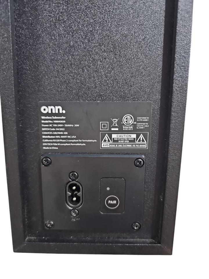 ONN BLAST 37" 3.1 SOUND SYSTEM WIRELESS SUBWOOFER(MODEL NO : 100043839 ) - BLACK - Like New