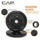 CAP BARBELL RUBBER OLYMPIC BUMPER PLATE | MULTIPLE OPTIONS/COLORS 25lbs - BLACK - Like New