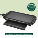 BELLA Electric Griddle with Warming Tray Smokeless Indoor Grill - Black - Like New