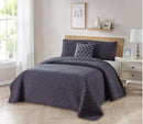BIBB HOME 4-PIECE GREY SOLID KING MICROFIBER QUILT SET WITH CUSHION - DARK GRAY - Like New