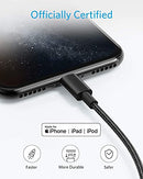 ANKER 6 FT PREMIUM DOUBLE-BRAIDED NYLON LIGHTNING CABLE MFI CERTIFIED - BLACK - Like New