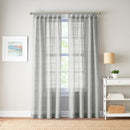 MAINSTAYS WOVEN STRIPE SHEER TAB TOP CURTAIN, SINGLE PANEL, 50"W X 84"L - SILVER - Like New