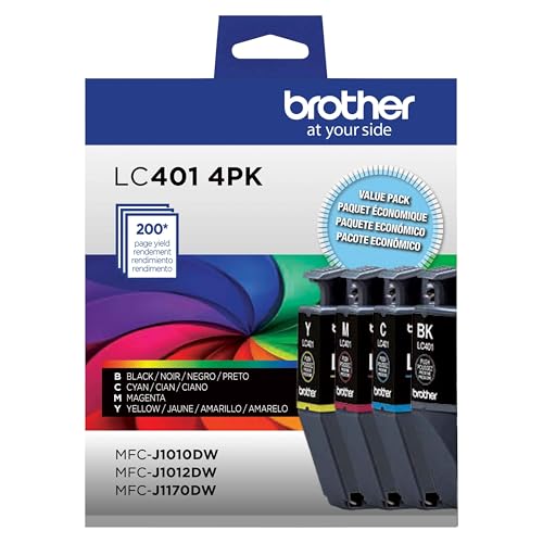 BROTHER GENUINE LC4014PKS STANDARD YIELD 4-PACK INK CARTRIDGES - LOT-LC401-NEW - Brand New