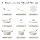 BAZOVA 11 PCS POTS AND PANS SET NON STICK,CERAMIC COOKWARE SET WHITE - Like New