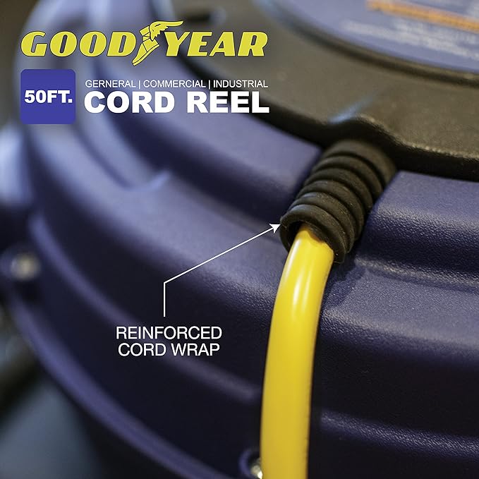 Goodyear Extension Cord Reel Retractable 16AWG x 50' Foot 3C/SJTOW - BLUE Like New