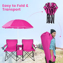 KOTEK Double Camping Chair Folding Removable Umbrella Cup Holders (Pink) - Like New