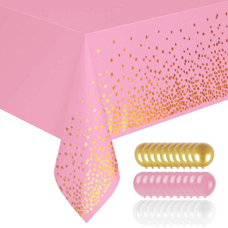 YIONESHOP 6 PACK PINK/GOLD PLASTIC TABLECLOTHS FOR RECTANGLE TABLE - NEW - Brand New
